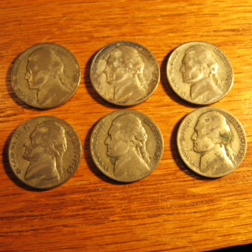 ASSORTMENT OF 6 WAR NICKEL'S 35% SILVER COINS